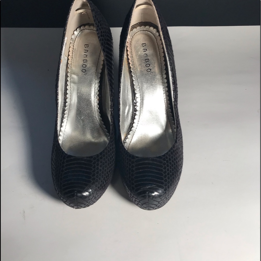Black bamboo heels
